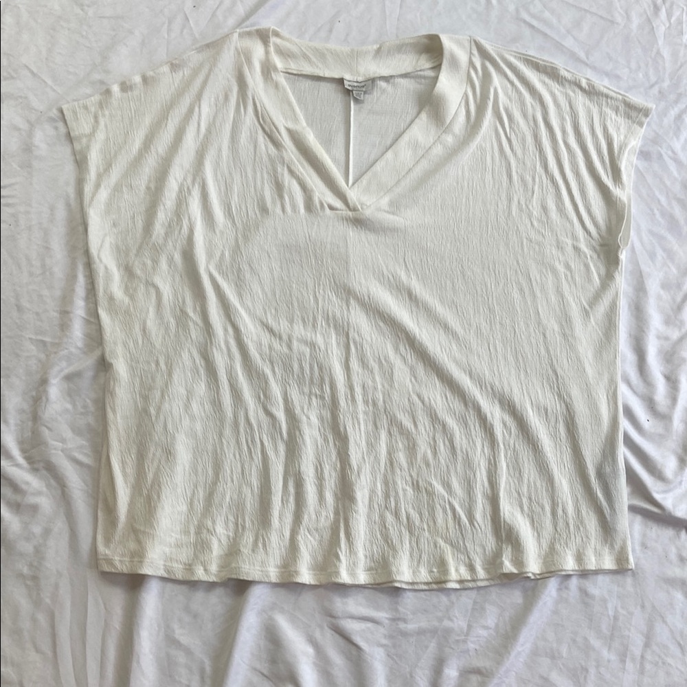 Avenue Cream Boxy Cap Sleeve Muscle Tee